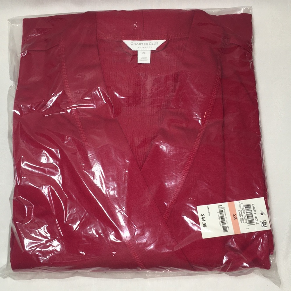 New Charter Club Plus Size RED French Terry Robe - Picture 3 of 7